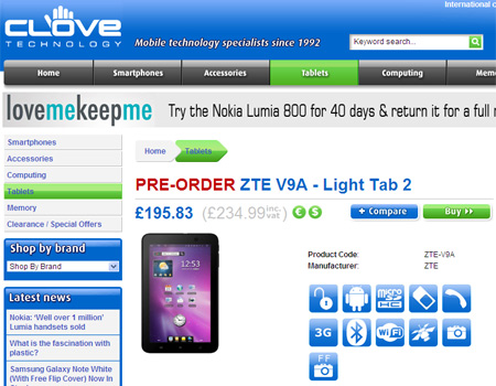 ZTE V9A Light Tab